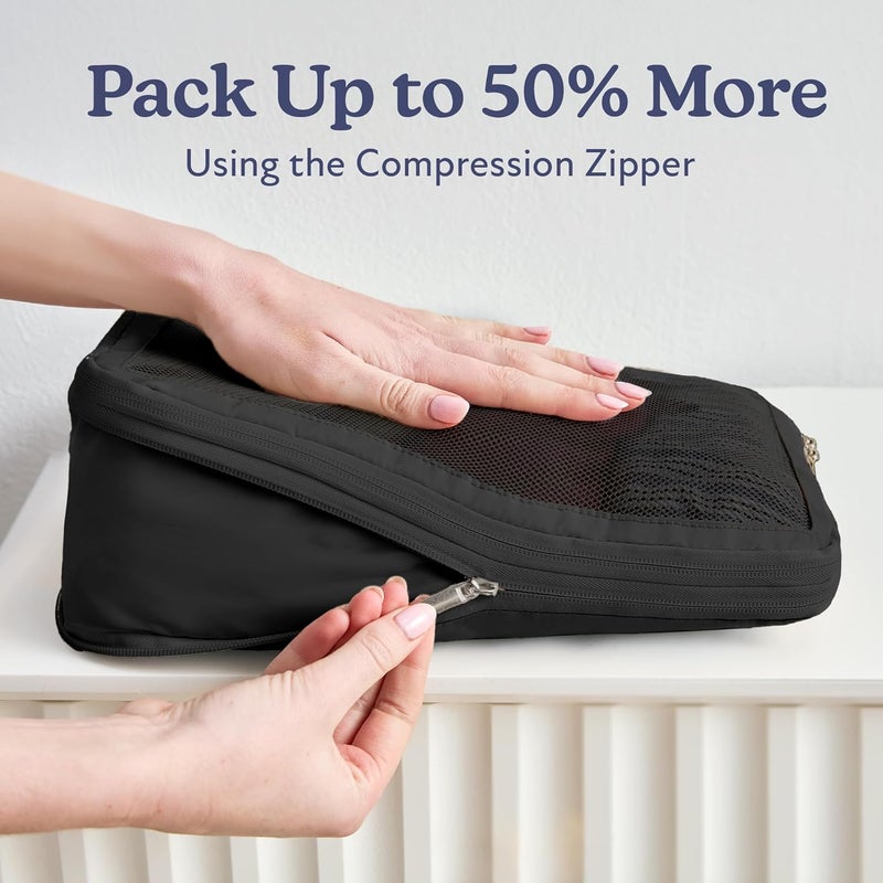 VANDEL Space-Saving Compression Packing Cubes for Women, Men, Compressible Carry On Suit Case Organizer Luggage Packing Cubes for Travel Organizer Bags for Luggage and Backpacks, Suitcase Cube - Image 2